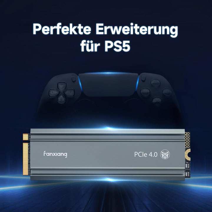 Nvme SSD M.2 2280 1TB Interne Festplatte mit Kühlkörper PCIe 4.0, 5000MB/s Lesen, 4500MB/s Schreiben