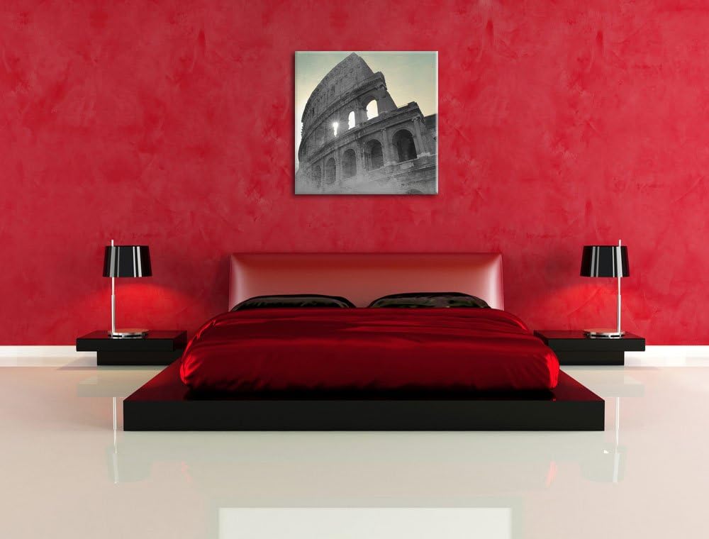 Pixxprint antikes Kolosseum in Rom schwarz/weiss, Format: 70x70 als Leinwandbild, 70x70