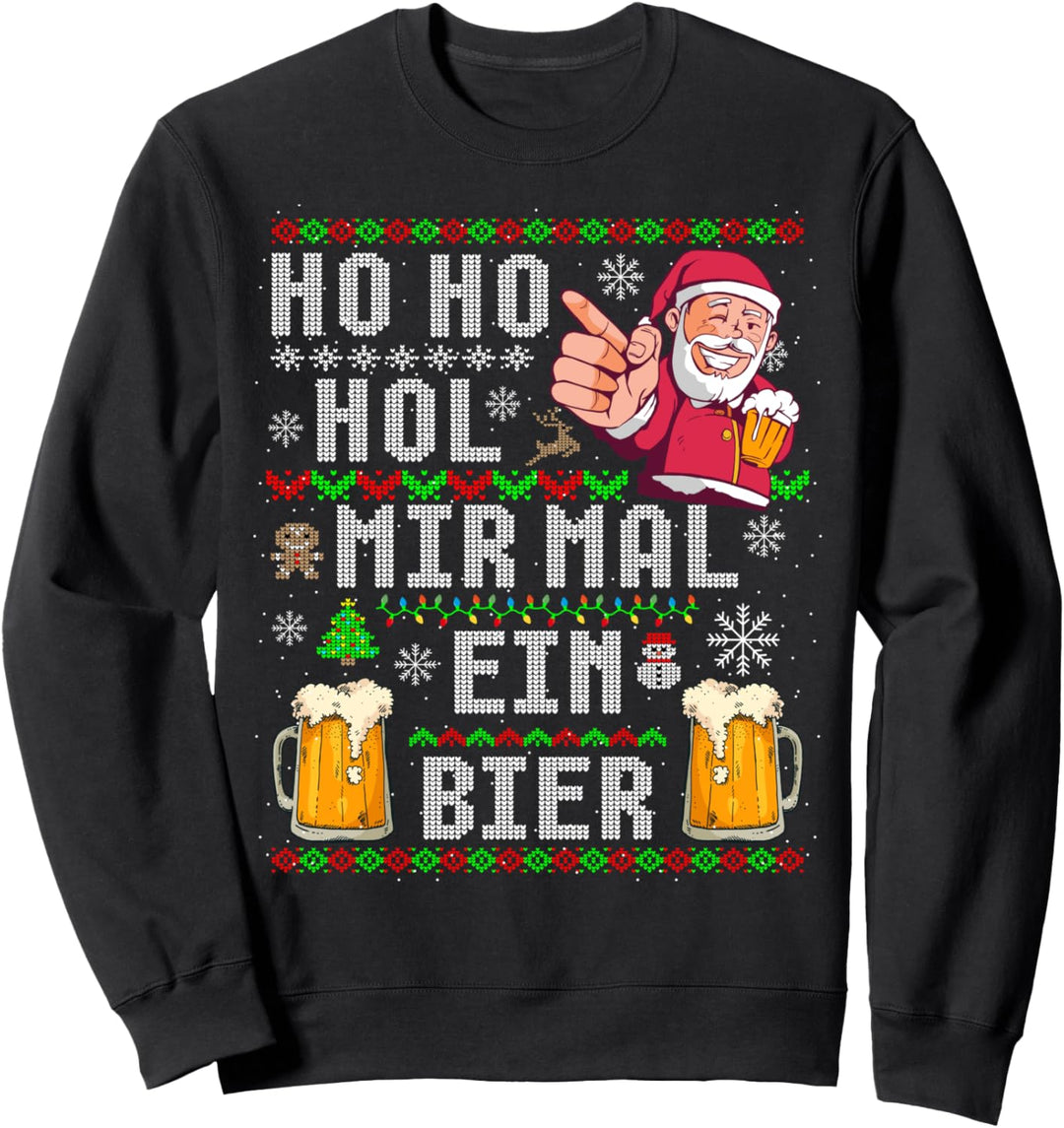 Witziges Weihnachten Ho Ho Hol mir ein Bier Ugly Christmas Sweatshirt