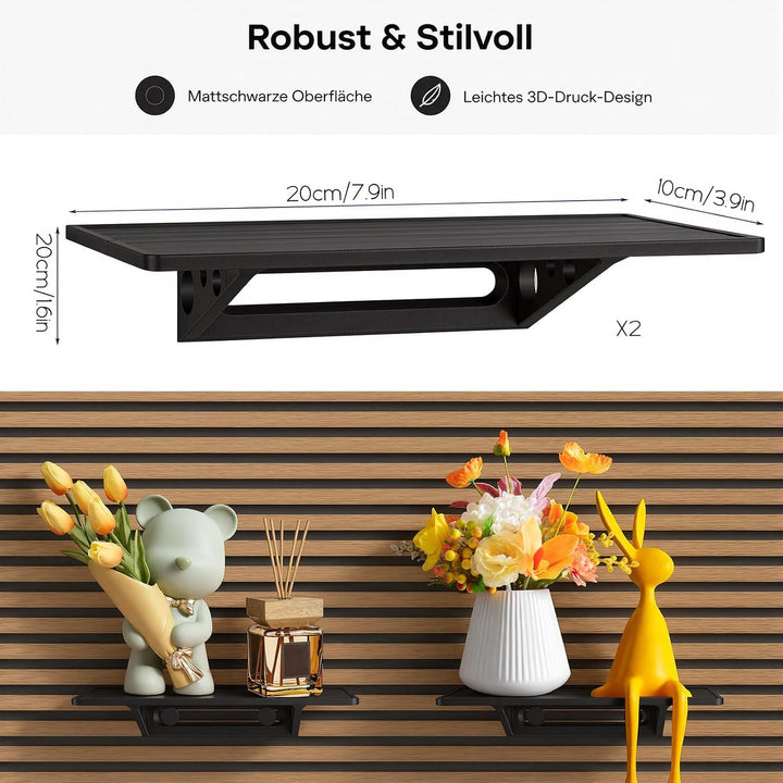 2er Set Regal für Akustikpaneele Ohne Bohren Wandpaneele 20x10cm | Zubehör Akustikpaneele für Vertik
