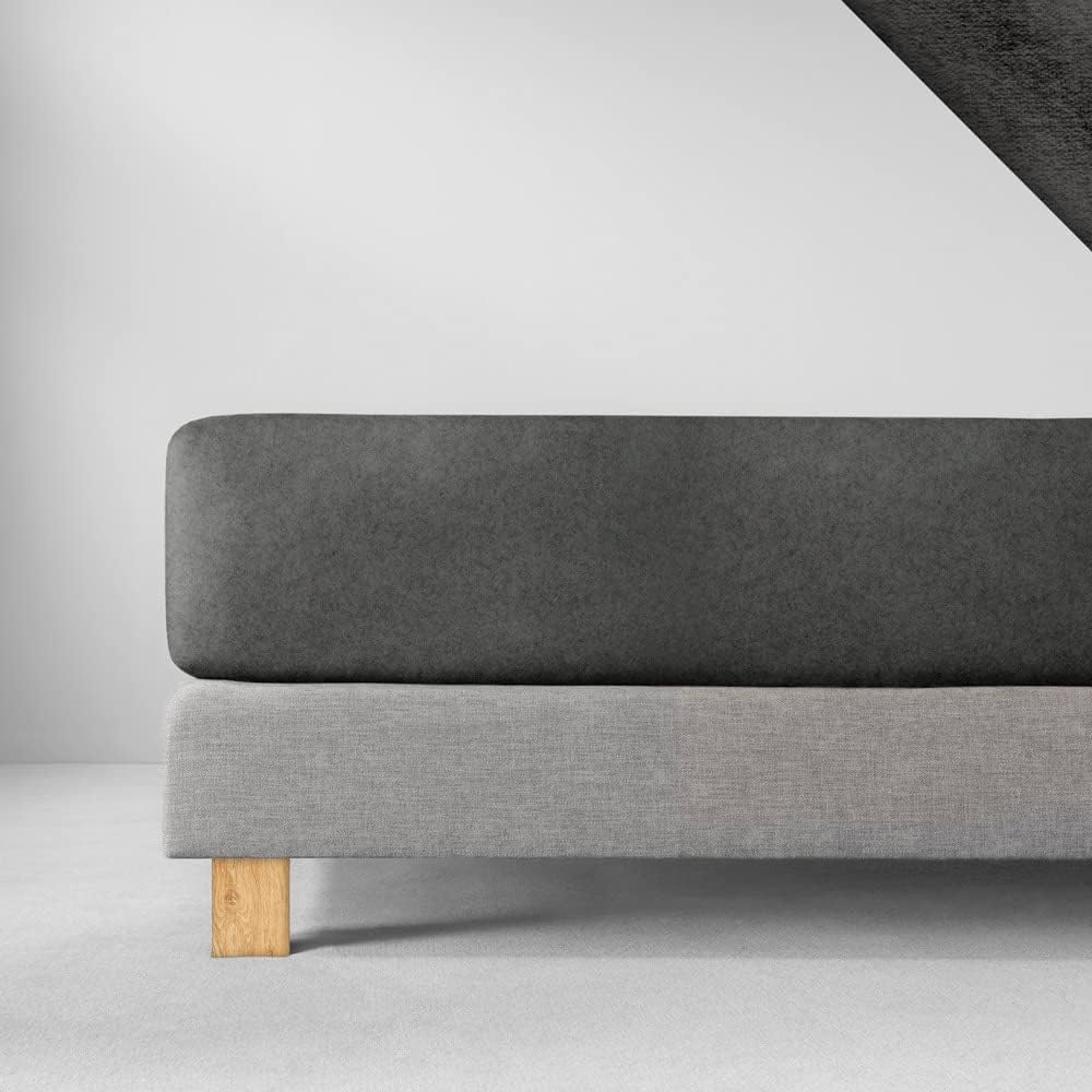 ESTELLA Spannbetttuch Samt Velours | Schiefer | Frottee | 200x200 cm | passend für Matratzen 180-200