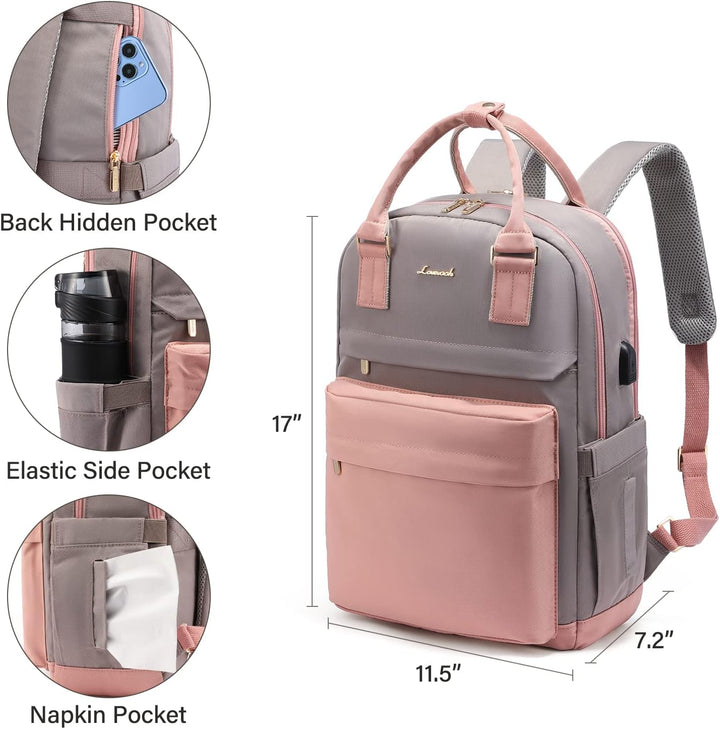 LOVEVOOK Rucksack Damen, 15,6 Zoll Laptop Rucksack Schulrucksack Mädchen Teenager mit Laptopfach, Wa