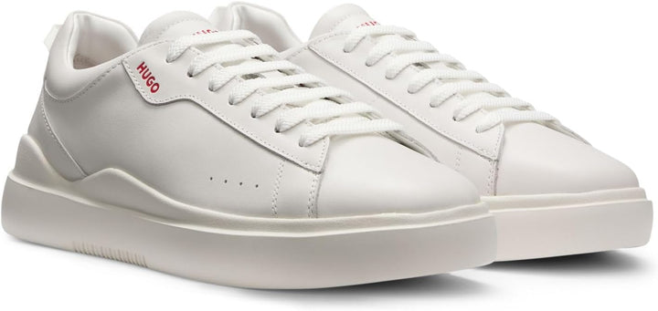 HUGO Herren Blake Tenn Sneakers aus Glattleder mit Cupsohlen Grösse 39 EU Weiss, 39 EU Weiss