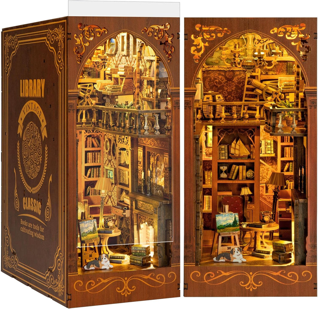 RONSTONE DIY Book Nook Kit - Salbei Bibliothek Puppenhaus Booknook Bücherregaleinsatz Decor Alley mi