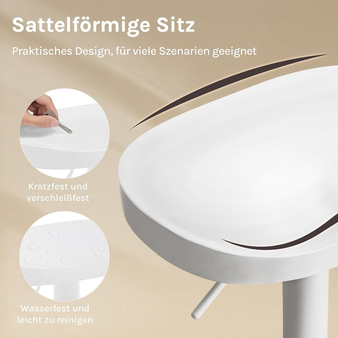 WOLTU Barhocker 2er Set, Hocker höhenverstellbar, Massivholz, Weiss | Barstuhl mit Sattelsitz Fussst
