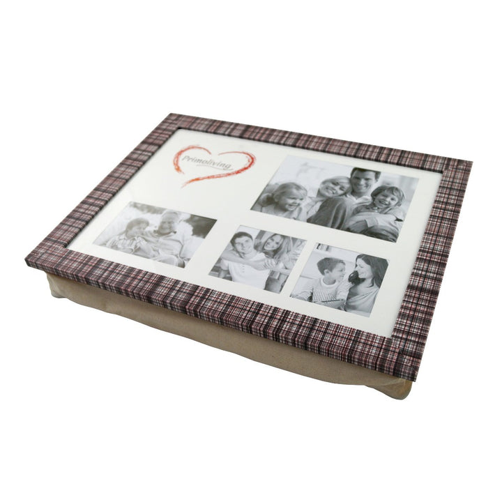 PrimoLiving Knietablett mit Kissen und Fotorahmen kariert P-115, Kariert