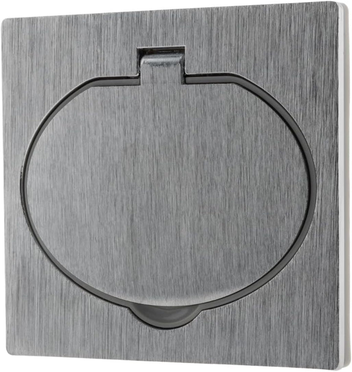 Schuko Bodensteckdose 16 A, gebürstetes Aluminium-Finish, IP44 mit Installationsbox