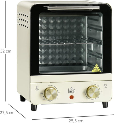 HOMCOM Minibackofen 15L, Pizza-Ofen mit Umluft, 1000 W Elektrischer Mini Ofen inkl. Backblech Set, K