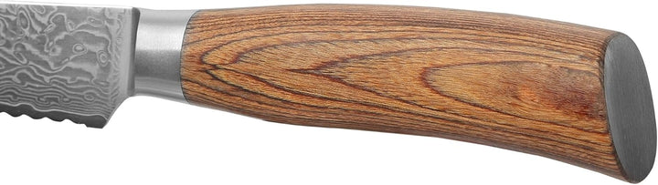 Wakoli EDIB Pro Brotmesser Wellenschliff aus echtem Damaststahl (VG10 Kern) 20 cm Klinge – Scharf &