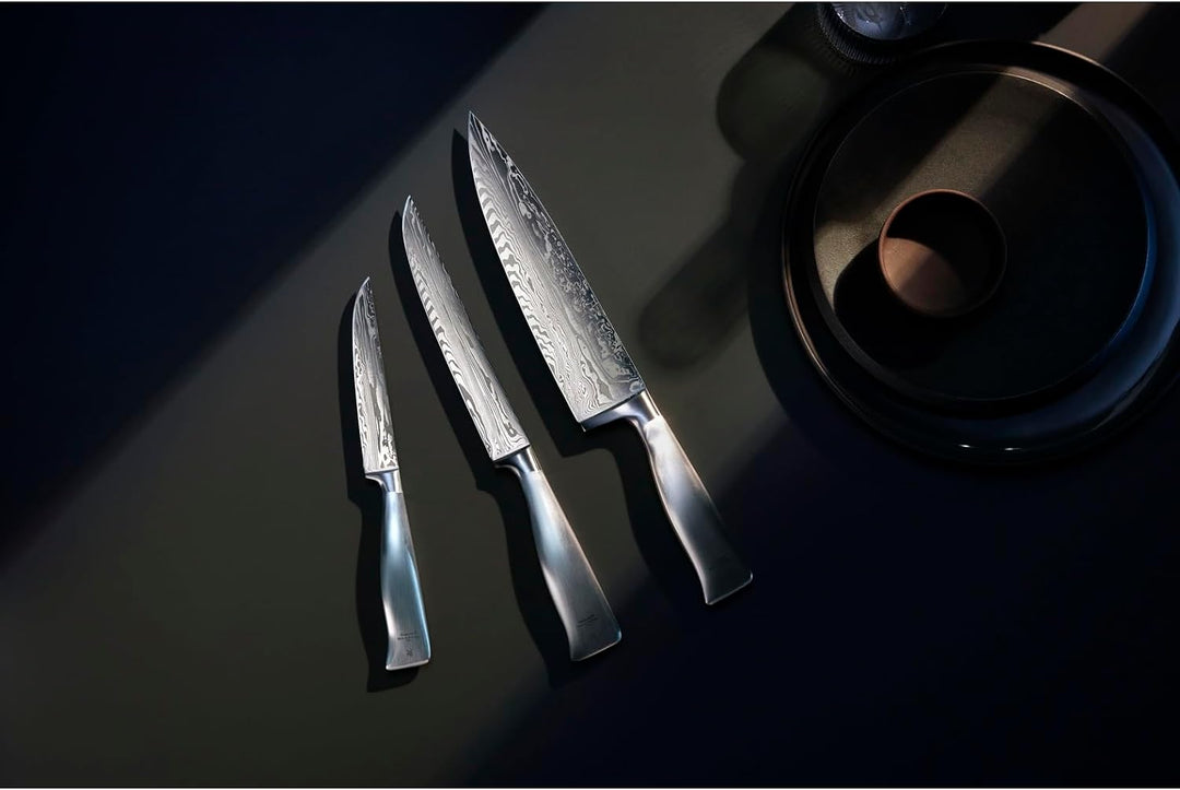 WMF Grand Gourmet Damastmesser, Fleischmesser 29,5 cm, Made in Germany, Damaststahl 120-lagig, Perfo