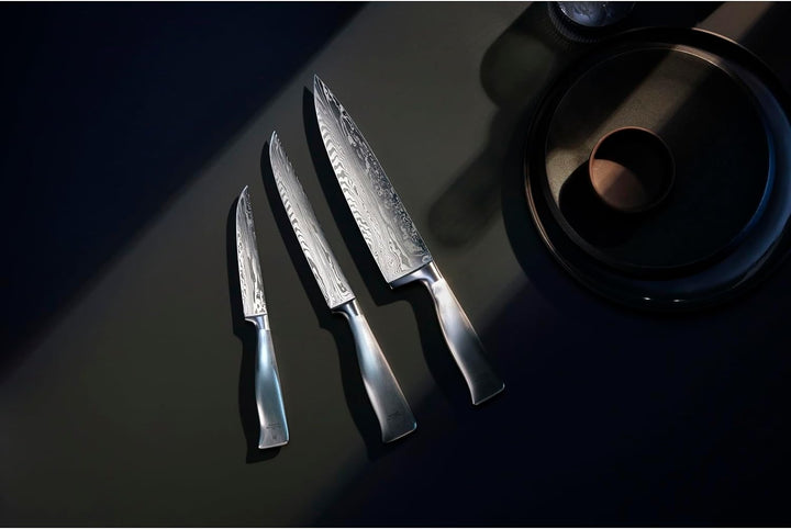 WMF Grand Gourmet Damastmesser, Fleischmesser 29,5 cm, Made in Germany, Damaststahl 120-lagig, Perfo