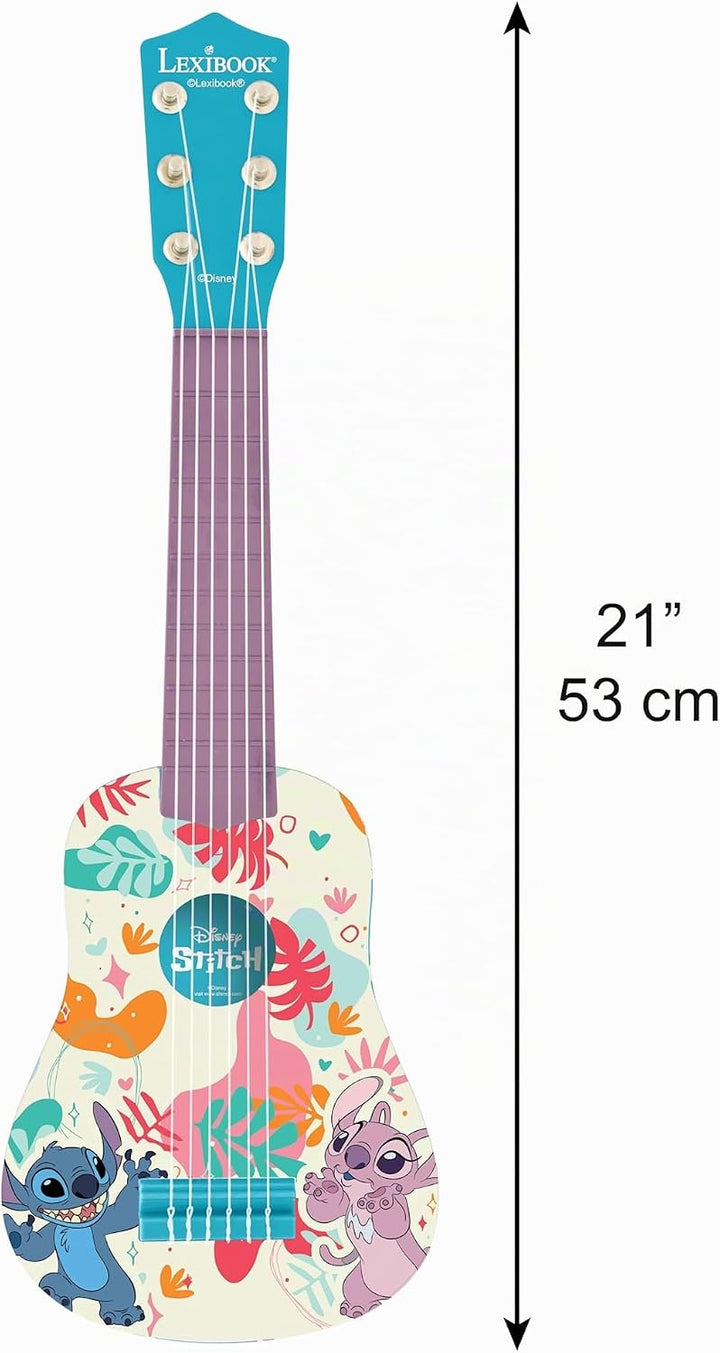 Lexibook, Disney Stitch, Meine erste Kinder-Gitarre, 6 Nylonsaiten, 53 cm, Inklusive Anleitung, Blau