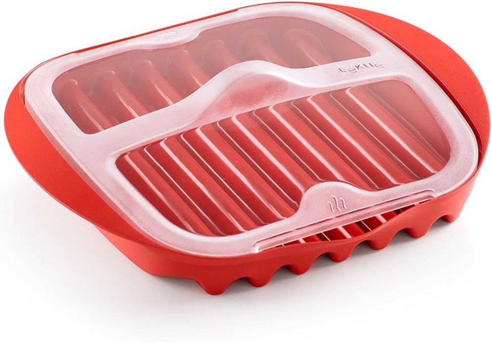 Lékué Microwave Bacon Cooker, rot, 28,2 x 6 x 24,9 cm