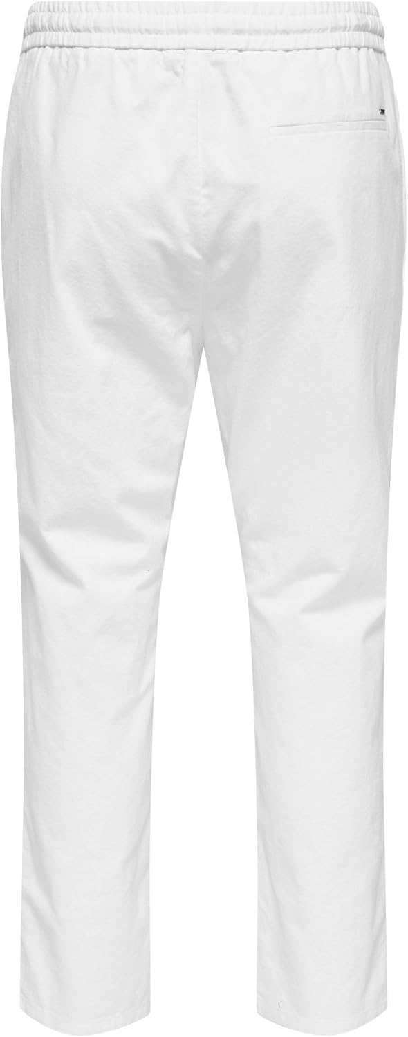 ONLY &amp; SONS Herren Sweatpant ONSLINUS Crop LIN - Tapered Fit - XS S M L XL XXL, Bright White