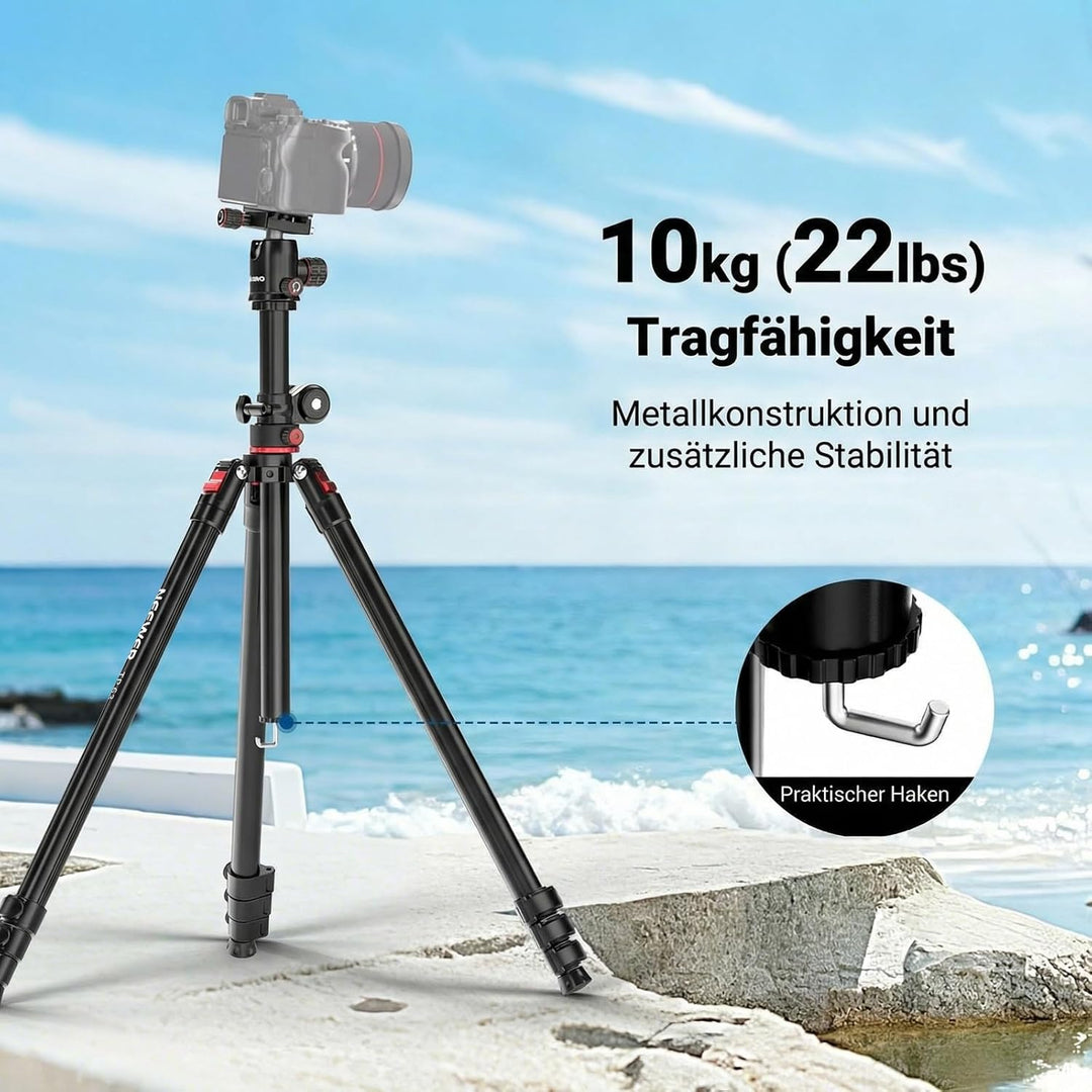 NEEWER 90 Zoll hohes horizontales Kamerastativ Einbeinstativ mit Kugelkopf, Metall DSLR Video Reises