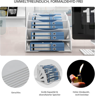 PUNCIA Dokumentenablage A4 Briefablage 5 Ablagefächer PVC Schreibtisch Datei Organizer Papierablage