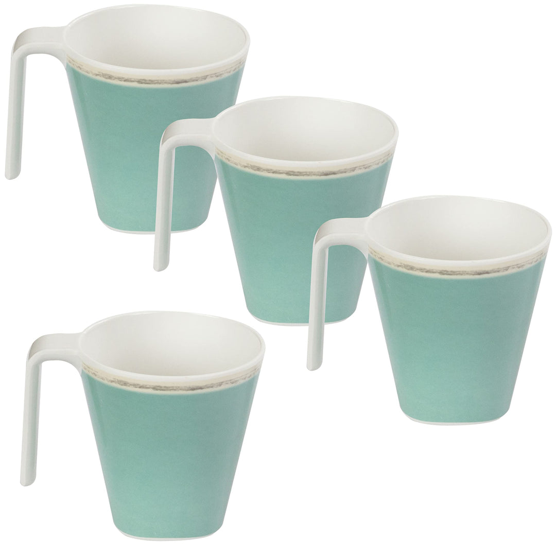 Melamin Camping Tassenset pastellgrün 4 Tassen á 350 ml - Campinggeschirr Geschirr Personen Picknick
