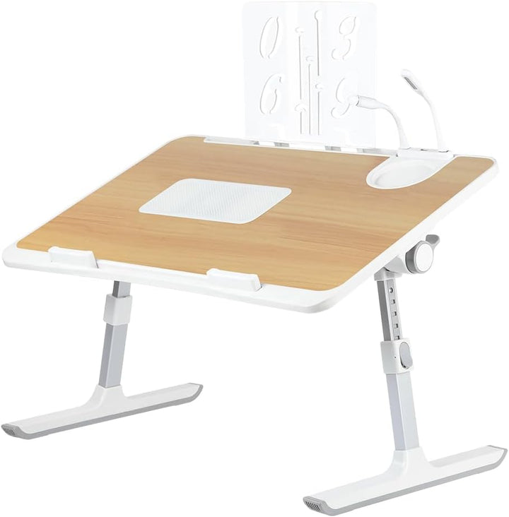 Betttisch für Laptop, faltbar, höhenverstellbar und Winkel, Tablett mit Schublade + PC-Kühler, für S