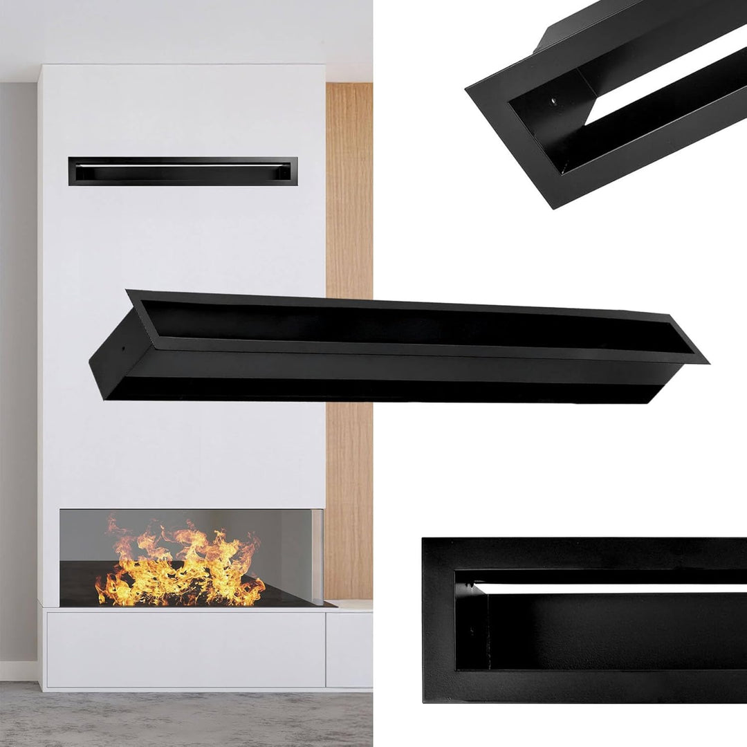Lüftungsgitter Kamin schwarz - Warmluftgitter - Abluftgitter - Verdeckter Lufteinlass - Rechteckig 1