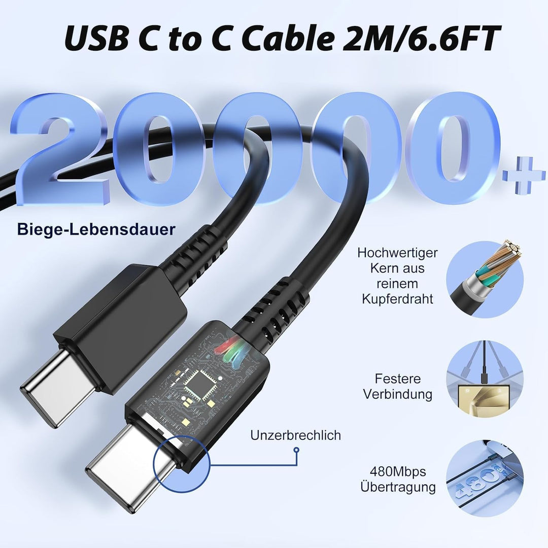 USB C Ladegerät 60W Schnellladegerät Ladekabel 2m für Samsung Galaxy S26 Ultra S25 S24 S23 S22 S21 A