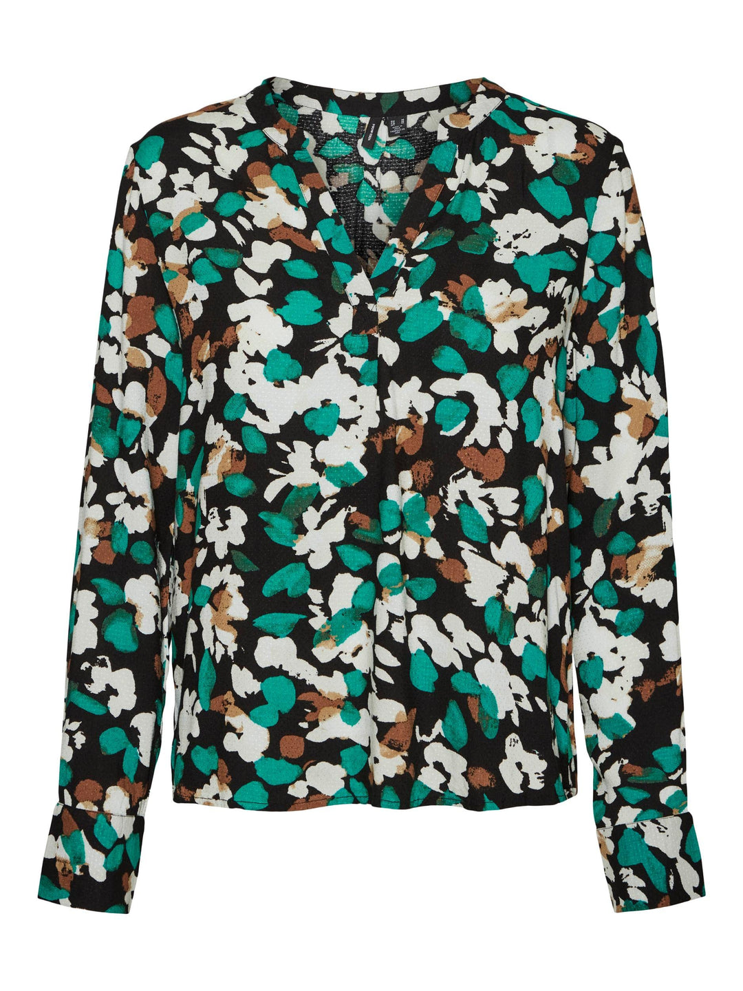 VERO MODA VMKARLA MDOT LS V-Neck TOP WVN Pepper Green/Karla - M