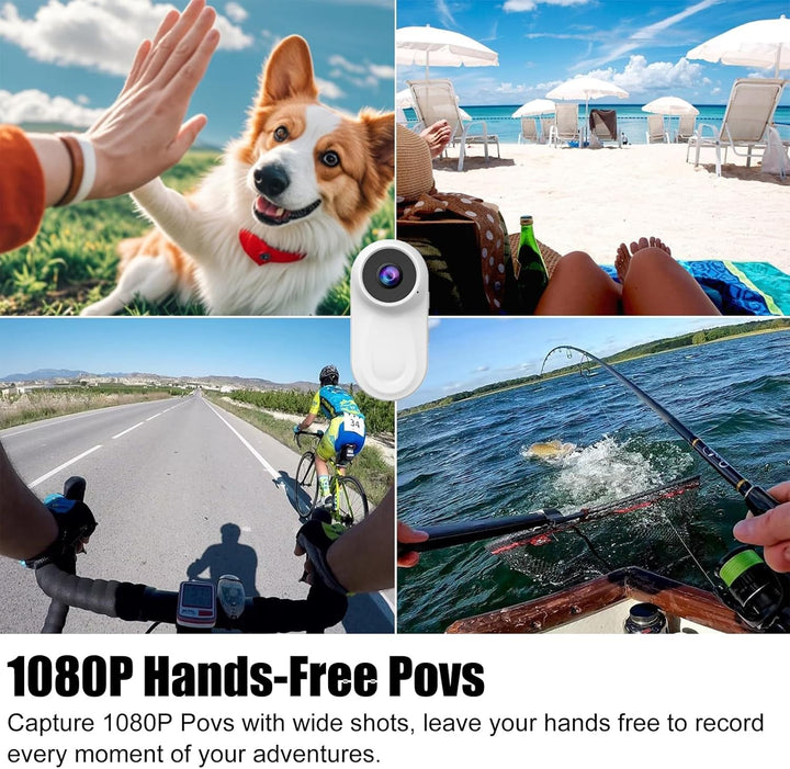 OBEST Mini Action Cam Action Kamera Motorrad Nachtsicht 360 Bodycam mit 0,85 Display, 1080P Vlog POV
