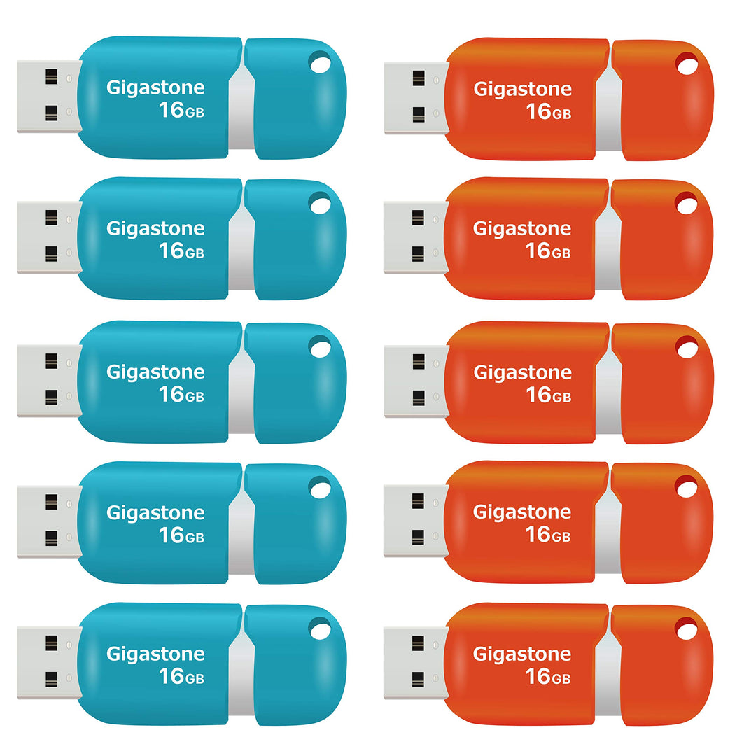 Gigastone V10 16GB 10er-Pack USB 2.0 Flash-Laufwerk, Einziehbare Tasten für MacBook Laptop, Windows