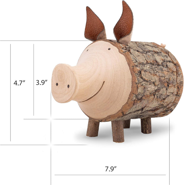 Sparschwein Rudi aus Astholz mit Rinde - Spardose aus Holz - kreative Geldgeschenk
