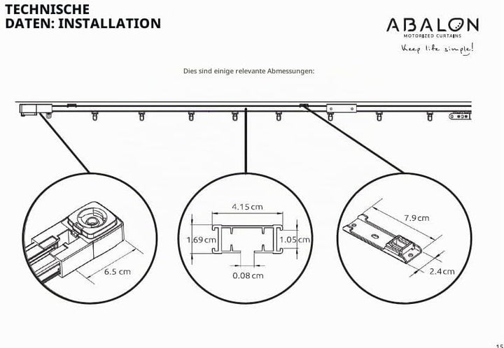 ABALON Angle, 90º oder 135º, Weiss, mit artikuliertem Master Carrier, elektrische vorhänge, elektris
