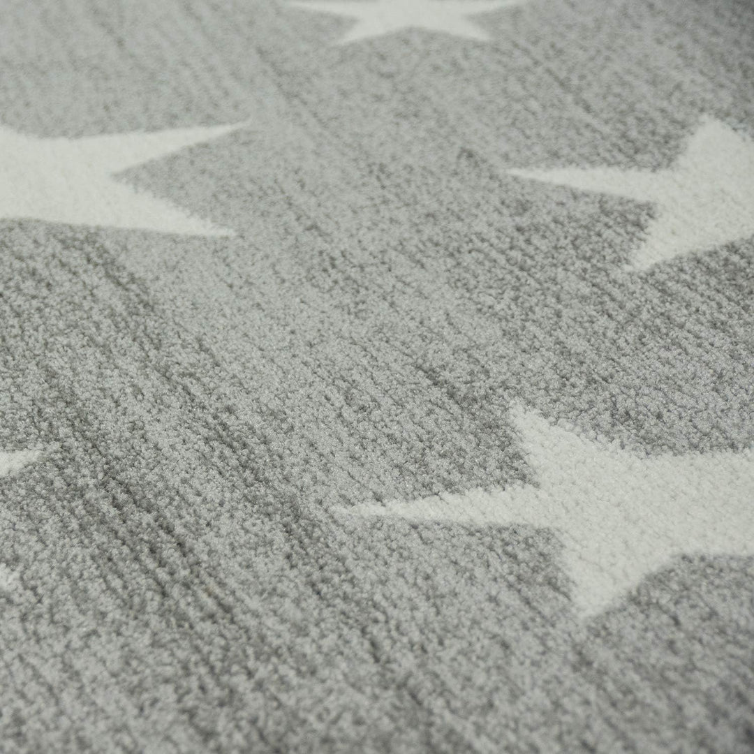 Paco Home Moderner Kurzflor Kinderteppich Sternendesign Kinderzimmer Star Muster Grau Weiss, Grösse: