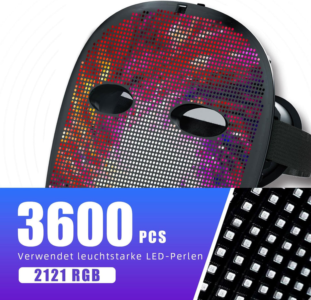 megoo Led Maske mit Bluetooth Programmierbar,Led Masken mit Gestenerkennung,Led Leuchtende Maske für