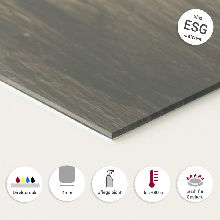 GRAZDesign Küchen-Spritzschutz Glas, Bild-Motiv Granit Grau Marmor, Glasbild als Küchenrückwand - Kü