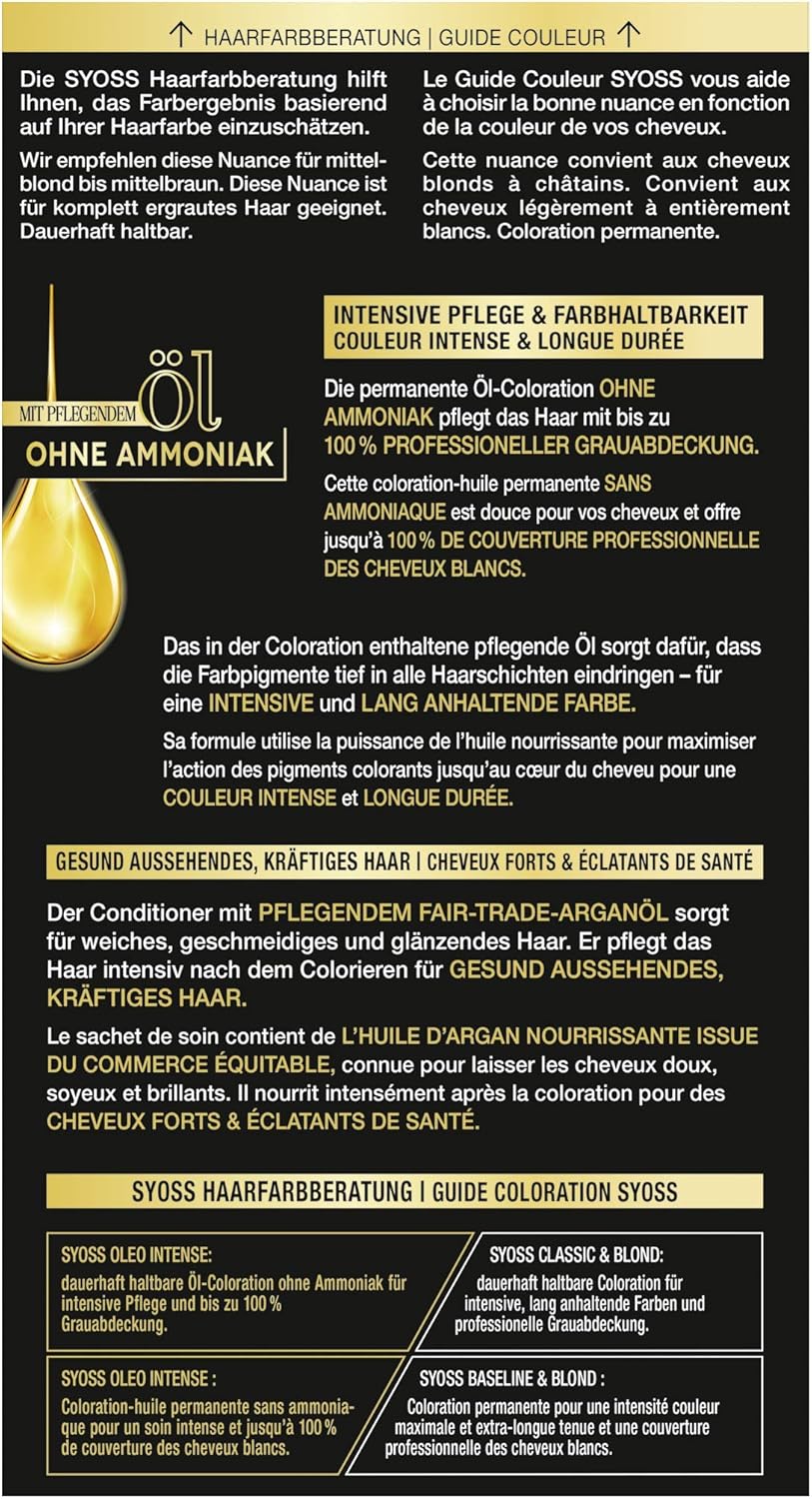 SYOSS Oleo Intense Permanente Öl-Coloration 4-18 Mokkabraun, mit pflegendem Öl & ohne Ammoniak, 3er