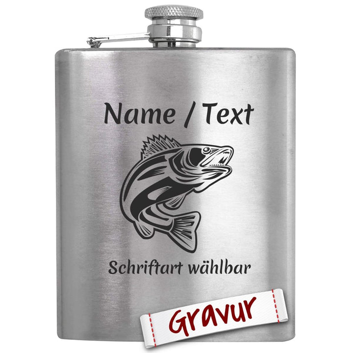 Angeln Geschenk Flachmann mit Gravur personalisiert, Angler Geschenke für Männer, Geschenkidee Herre
