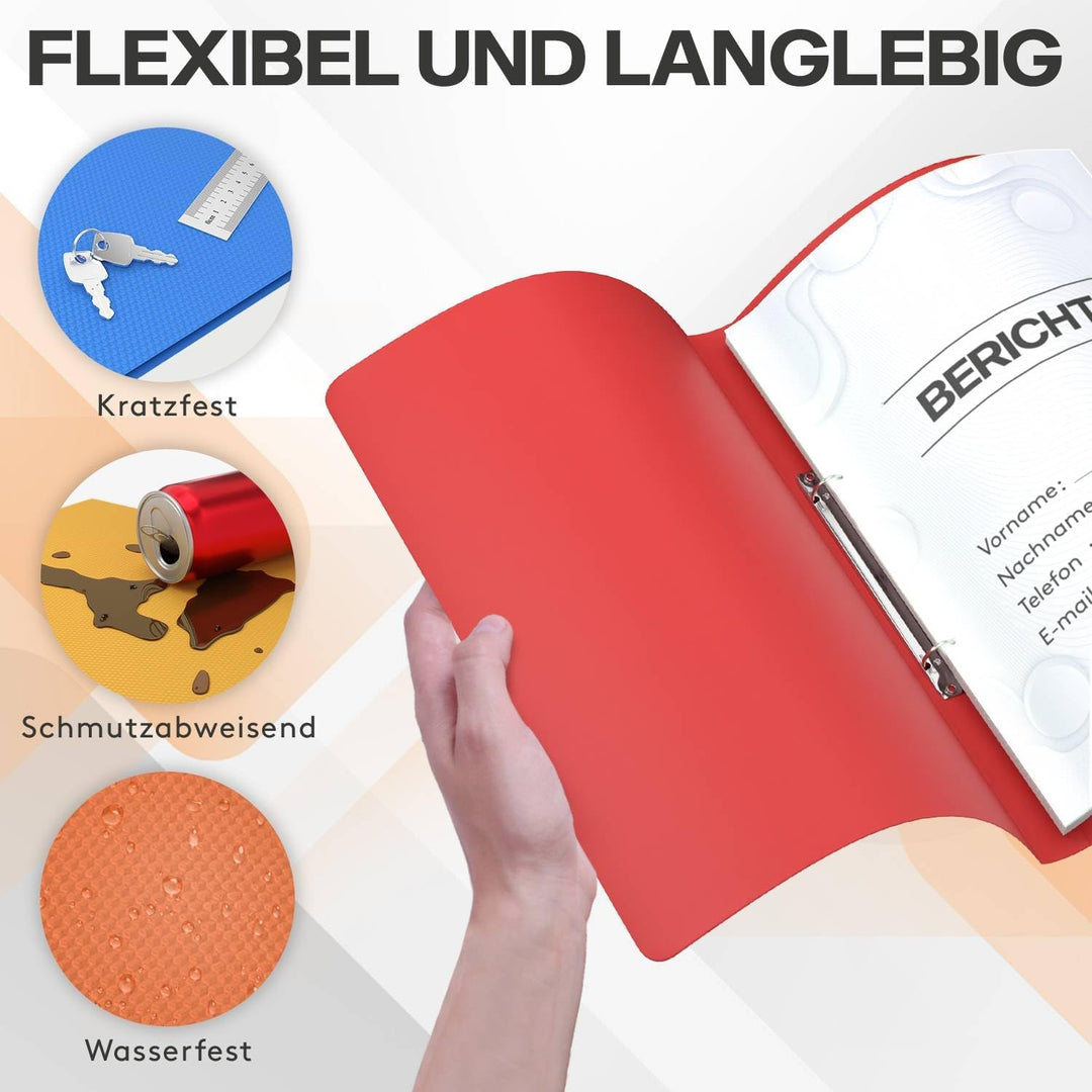 ACROPAQ - 10 x Ringbuch A4 - Mit 2 Ringen, Mit Rückenetiketten, Rückenbreite 2,5 cm, Regenbogen, Nat