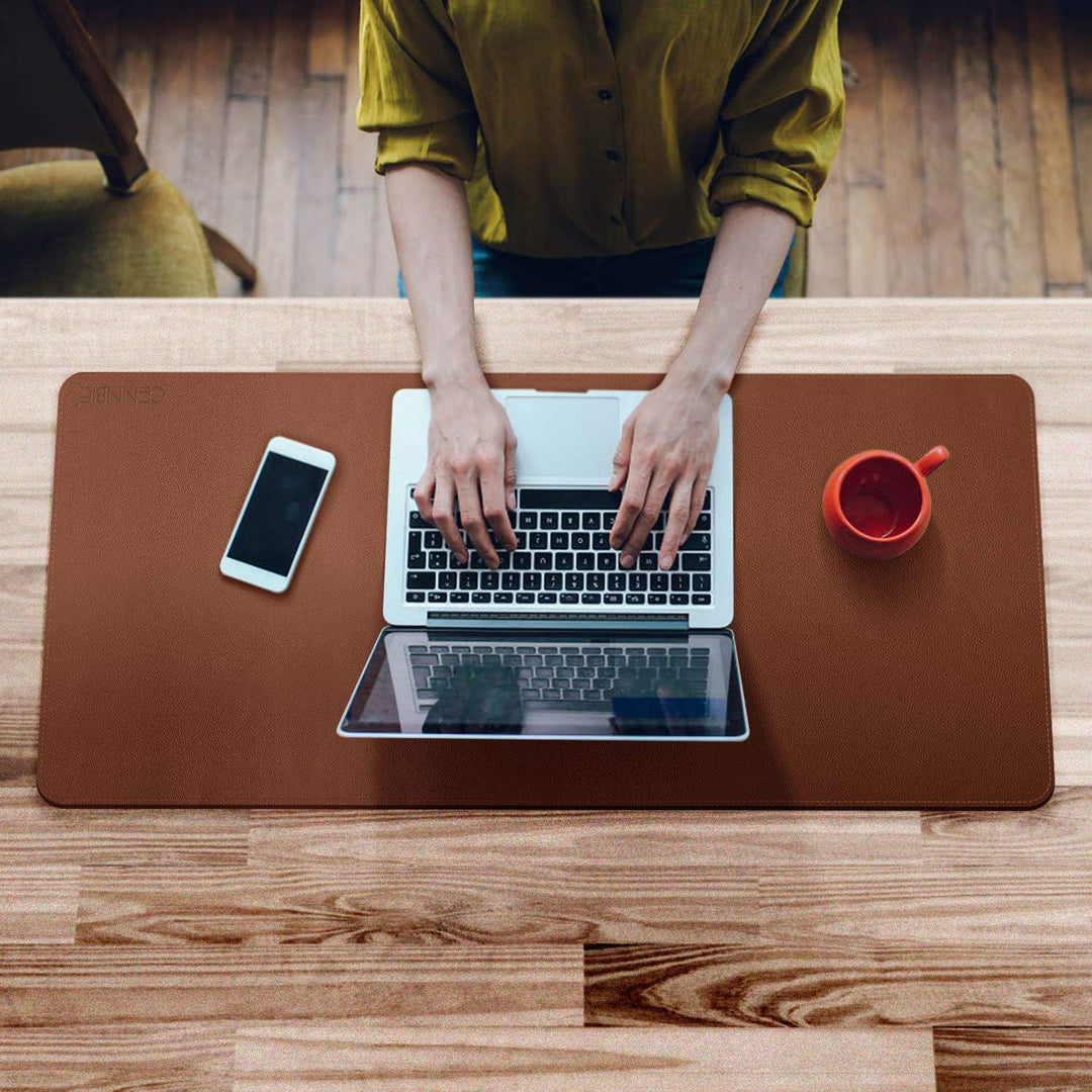 CENNBIE Schreibtischunterlage Leder 100 x 50cm, Extra grosse Tischunterlage, erweitertes PU-Leder Ma