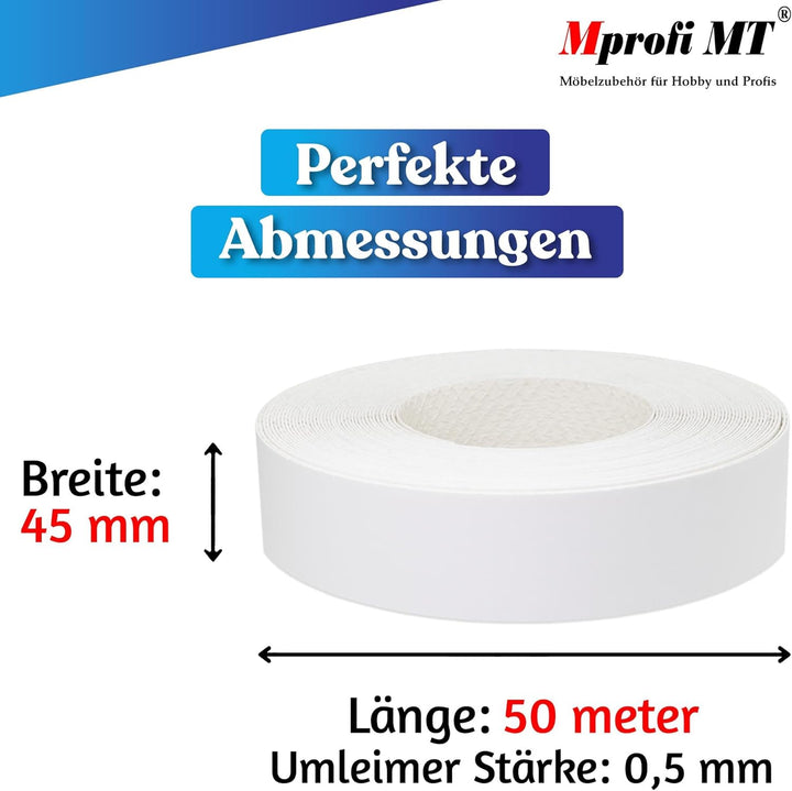 Mprofi MT® 50m rolle-Kantenumleimer-Melaminkantenumleimer-Umleimer mit Schmelzkleber-Bügelkante für