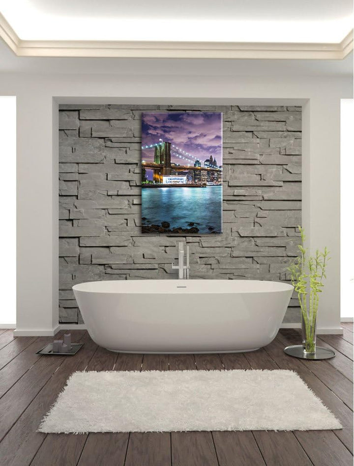 Skyline New York, Format: 100x70 auf Leinwand, XXL riesige Bilder fertig gerahmt mit Keilrahmen, Kun