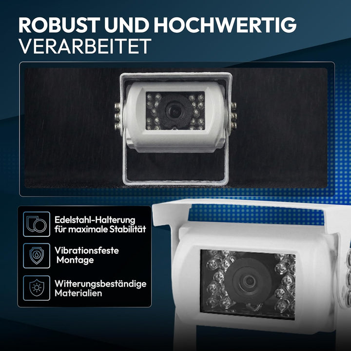 VSG24 Rückfahrkamera 7" Starter-Set Wohnmobil inkl. 2 Kameras in Weiss, Monitor, Kabel &amp; Fernbedienu