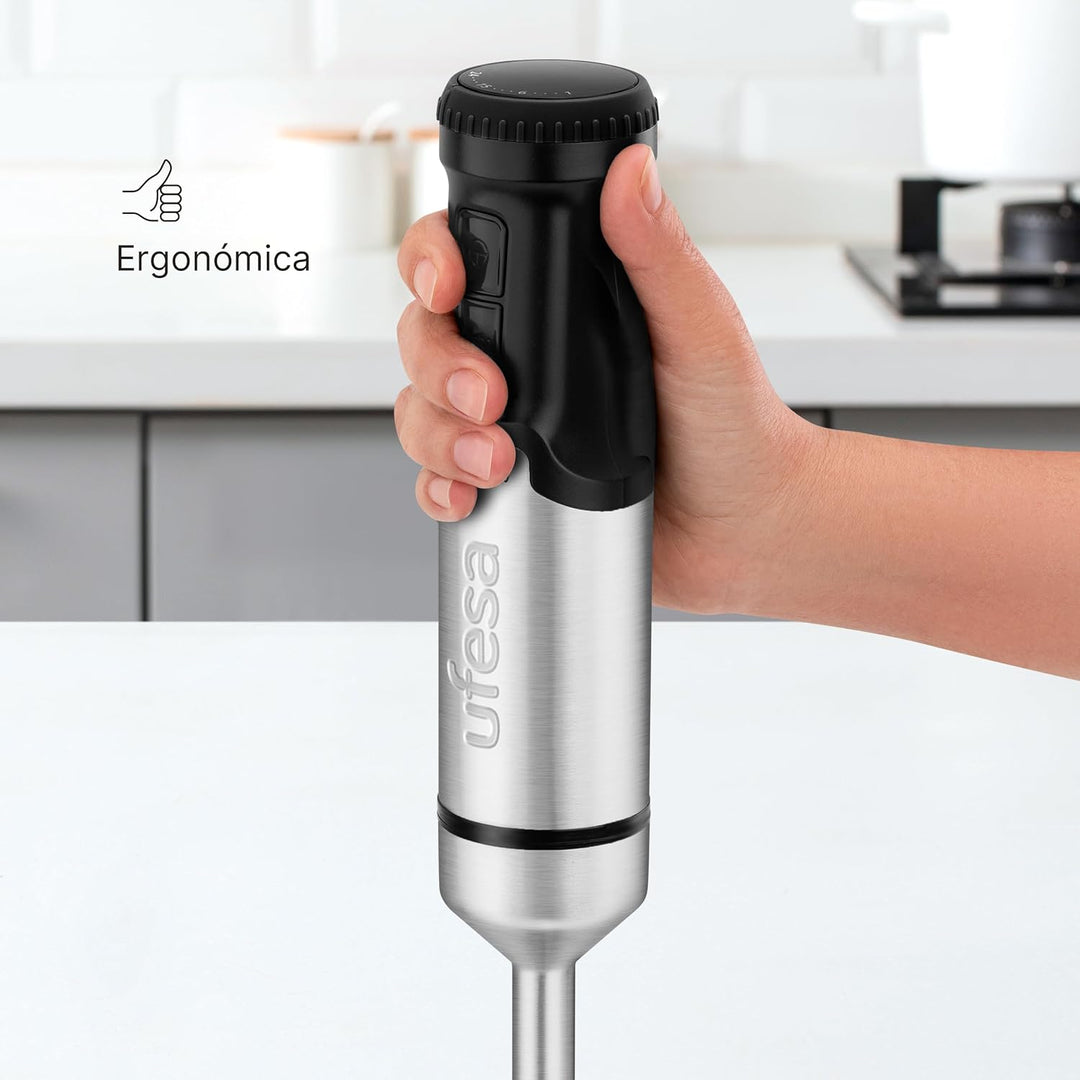 Ufesa Galaxy Stabmixer, Leistung 1500 W, Variabler Geschwindigkeitsregler + TURBO, 4 Edelstahlklinge