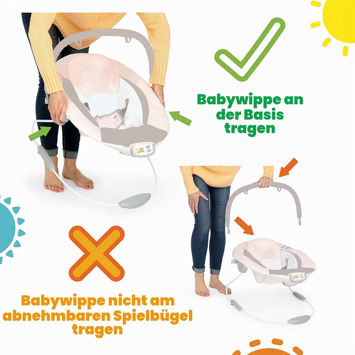Bright Starts, Pink Paradise Tragbare Babywippe Babyschaukel mit vibrierendem Sitz und Spielzeugstan
