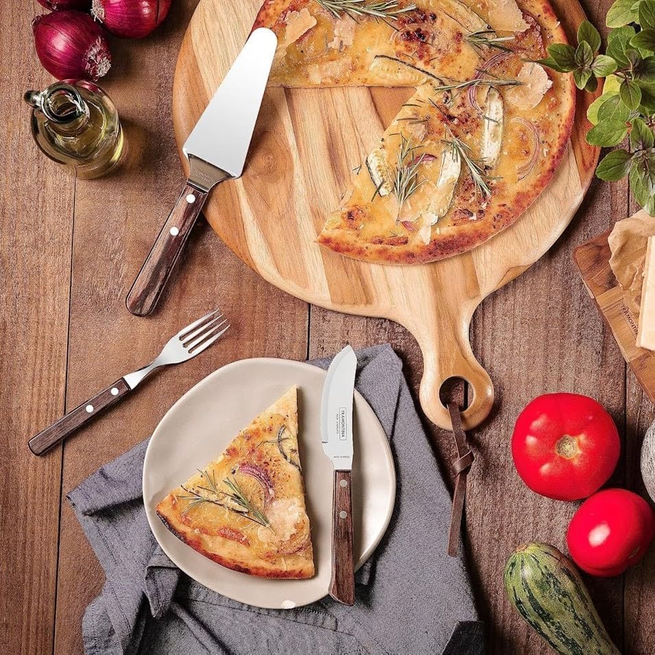 Tramontina PIZZA Besteck, 8-tlg Set, für 4 Personen, rostfreier Edelstahl, FSC-zertifizierte Holzgri