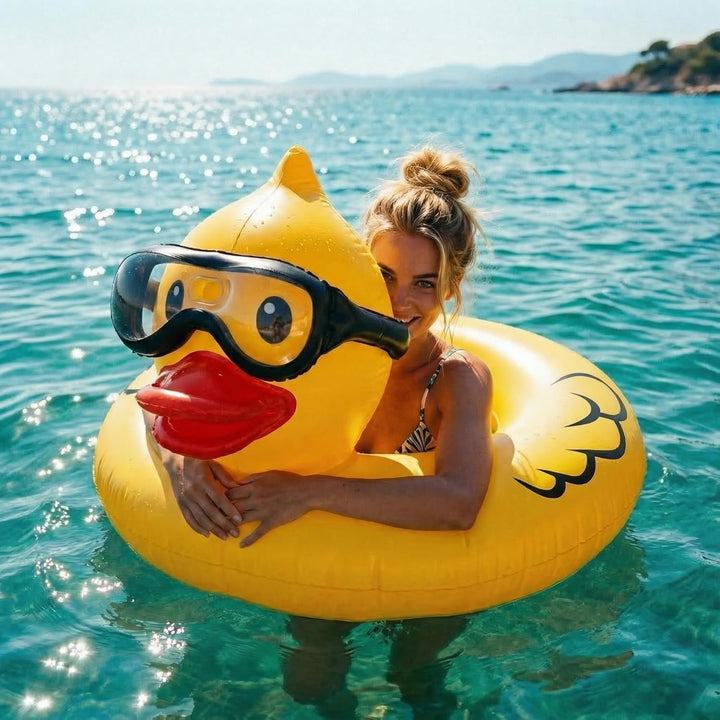 Float Joy Ente Aufblasbare Schwimmring 106cm Schwimmtier für den Pool Verdickte Schwimmreifen Erwach