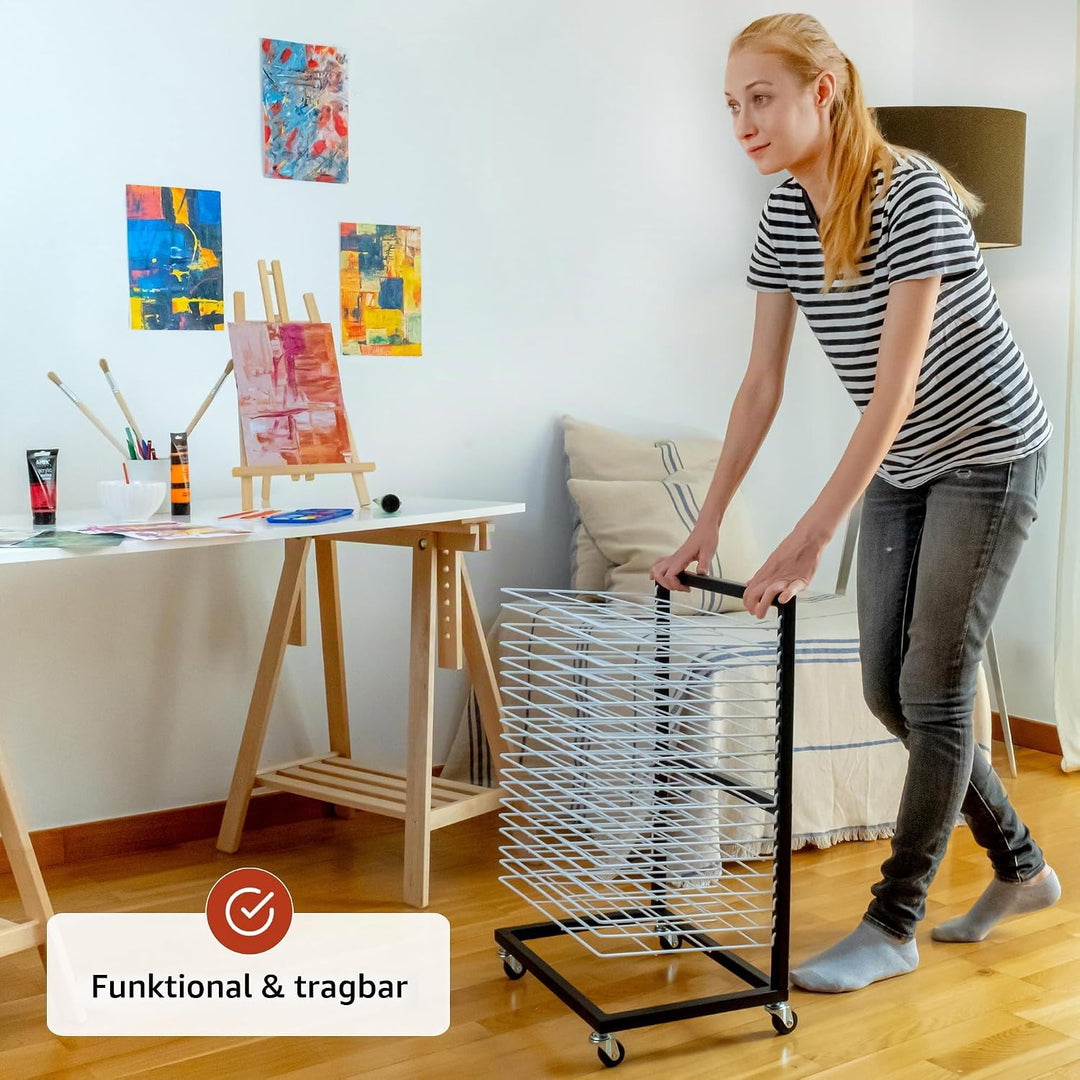 ODOXIA Bilder Trockengestell KLEIN für Klassenzimmer | KOMPAKTES, funktionales &amp; mobiles Bildertrock