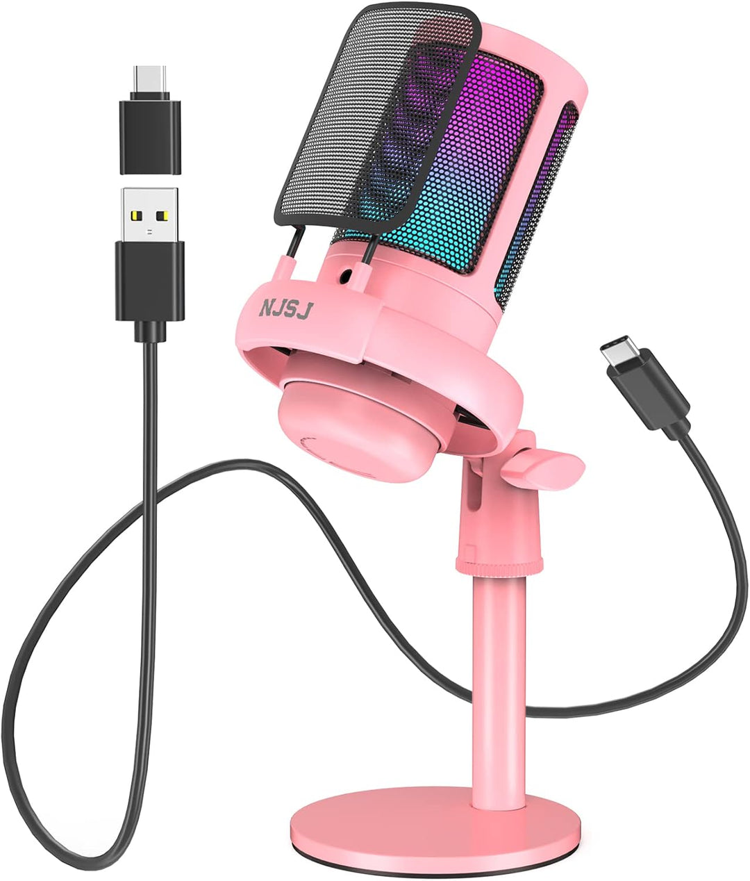 NJSJ Gaming Mikrofon PC, USB Microphone für PC/PS4/PS5/Mac/Telefon, Kondensatormikrofon USBC mit Tou