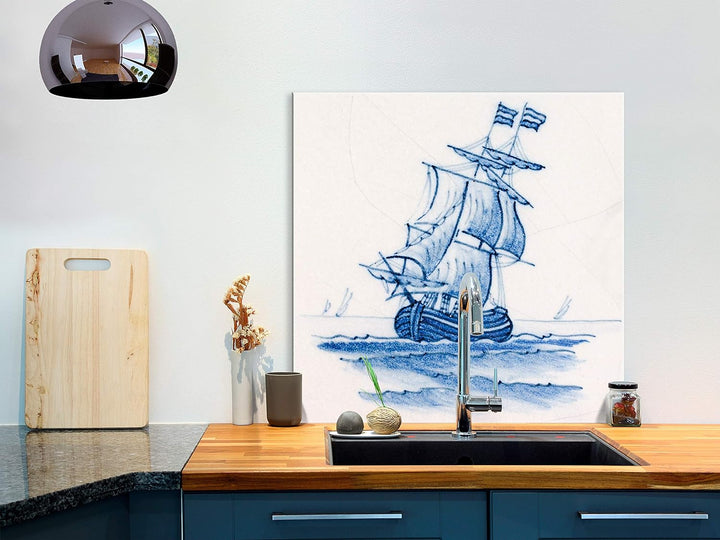 murando Spritzschutz Glas für Küche 60x60 cm Küchenrückwand Küchenspritzschutz Fliesenschutz Glasbil