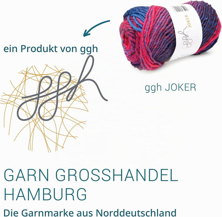 ggh Joker Box - 6 Knäuel - Schurwolle Mischung mit Farbverlauf - Wolle zum Stricken oder Häkeln Farb