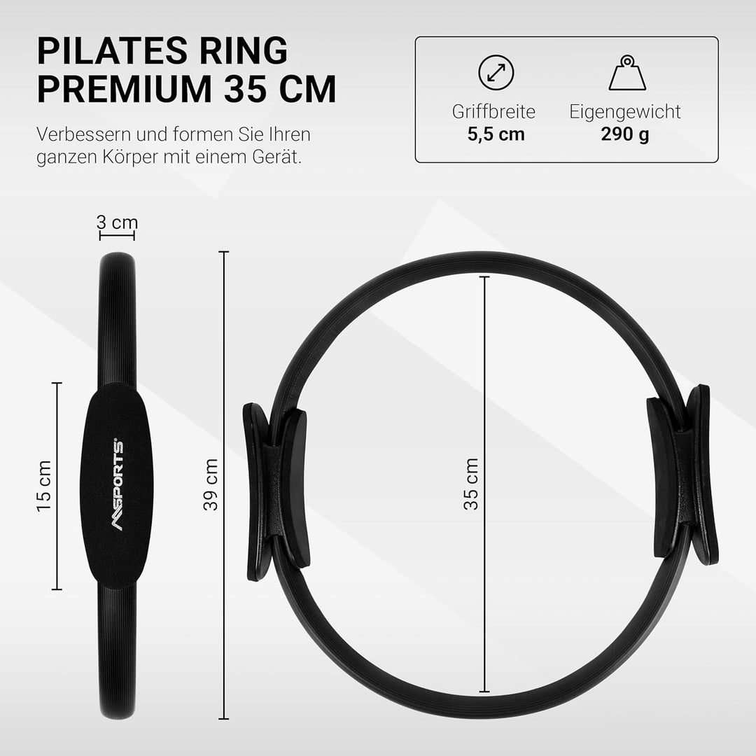MSPORTS Pilates Ring Premium I Widerstandsring - Doppelgriff Pilates Yoga Ring 38 cm Übungskreis Sch