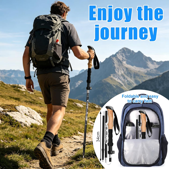 Wanderstöcke, Faltbar, Teleskopstöcke (110-130 cm), Ultraleichte Alu Trekkingstöcke oder Carbon, Wal
