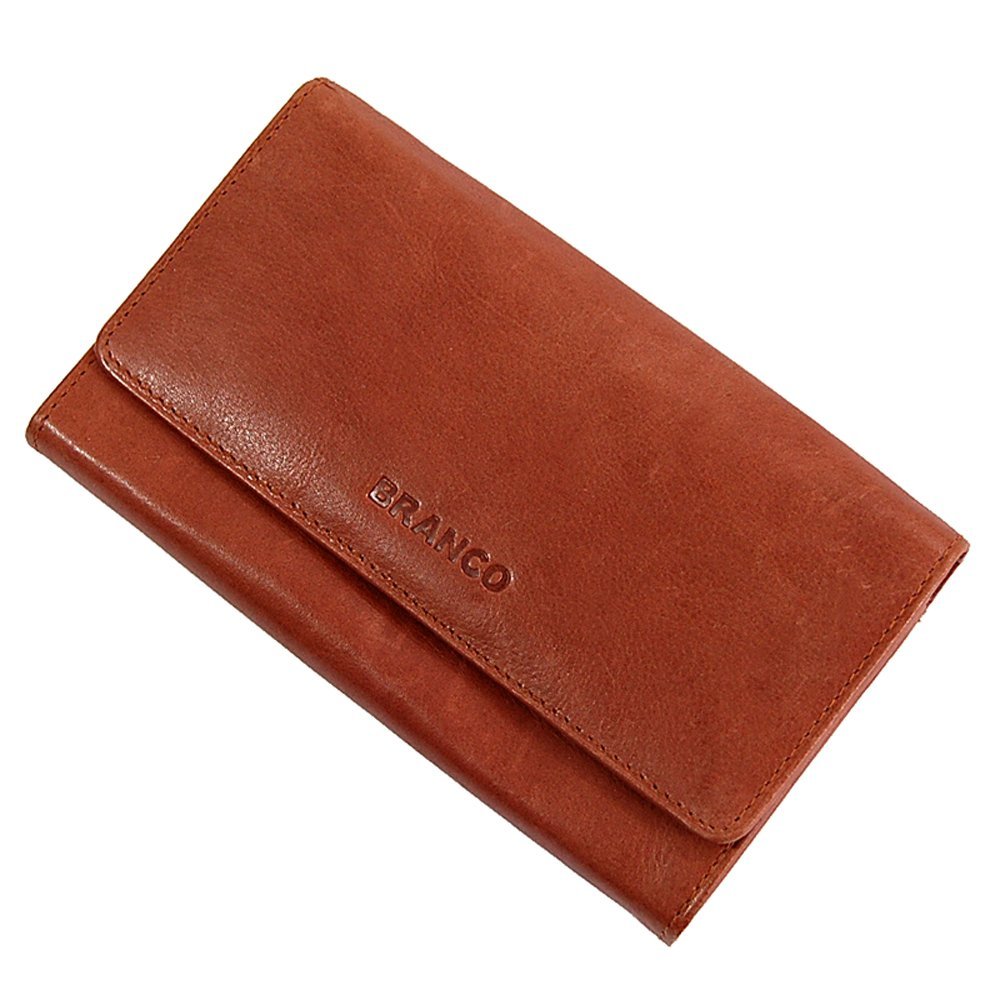 GoBago Branco Damen Leder Geldbörse 17 cm lang, Portemonnaie aus Rindleder 6 Farben, Geldbeutel mit